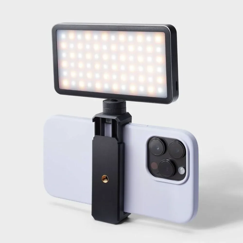 Heyday Black LED On-Camera Video Light with Phone Mount
